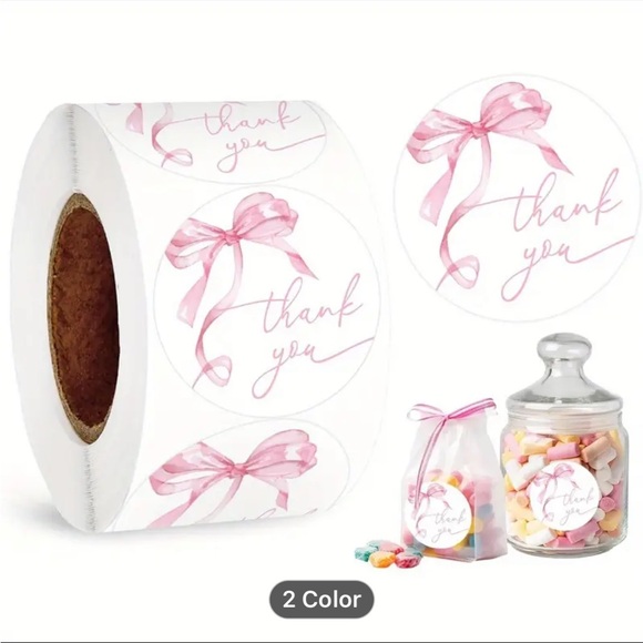 3 rolls of Pink Thank You Stickers Roll total of 1500 - Picture 1 of 1
